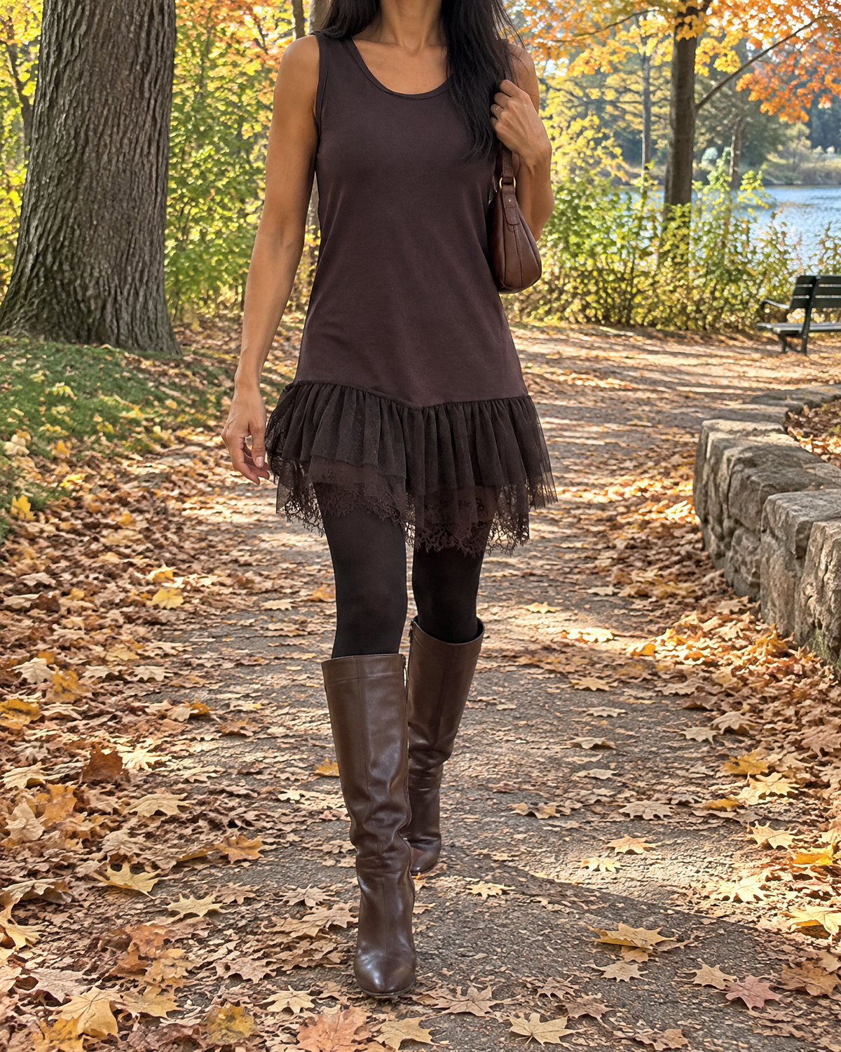 Sabine - Lace Trim Mini Dress