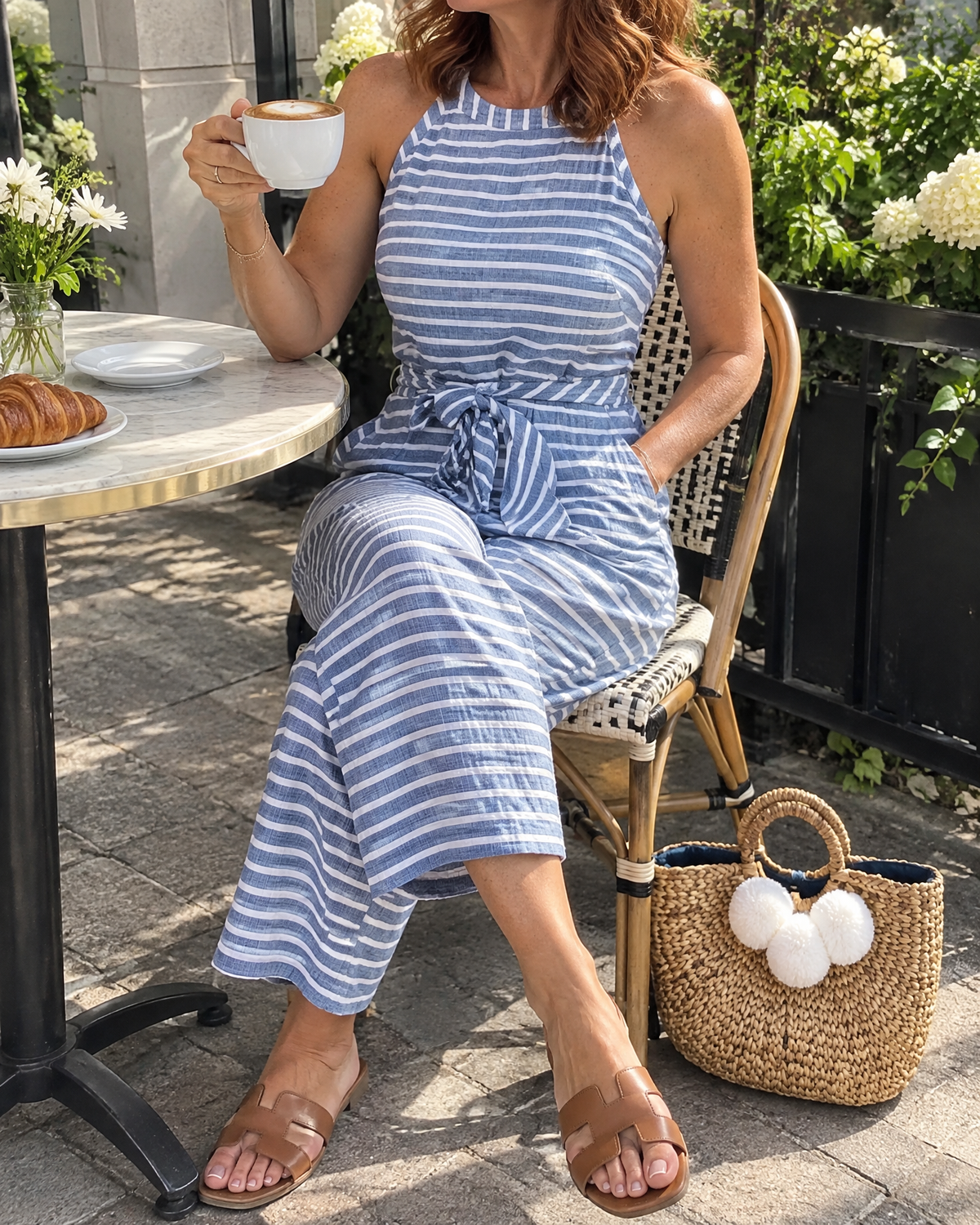 Josette - Striped Tie Waist Jumpsuit