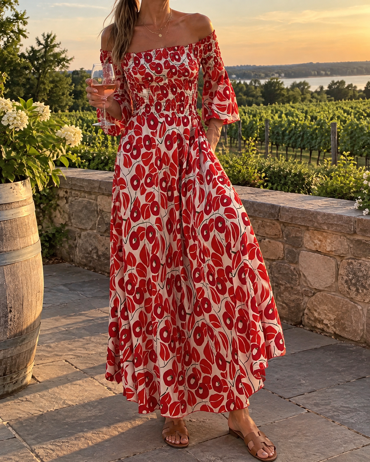 Seraphine - Off Shoulder Print Maxi Dress