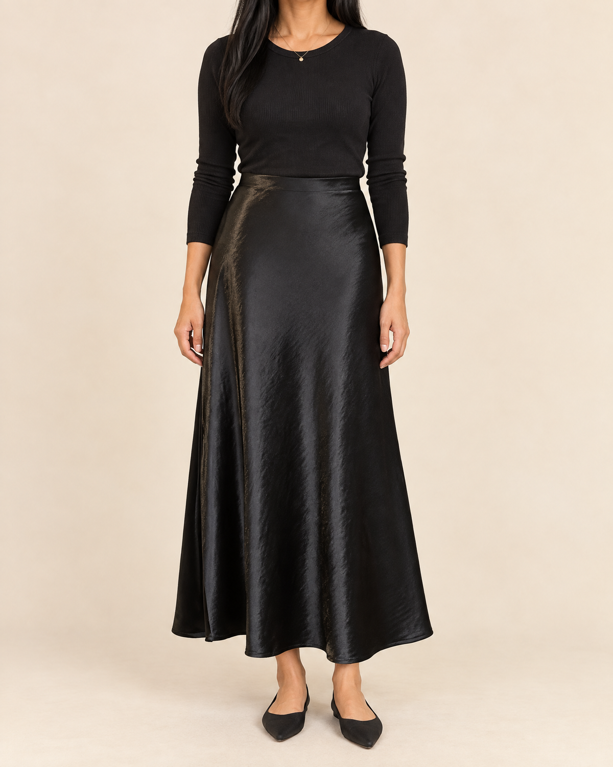 Noemie - High Waist Satin Skirt