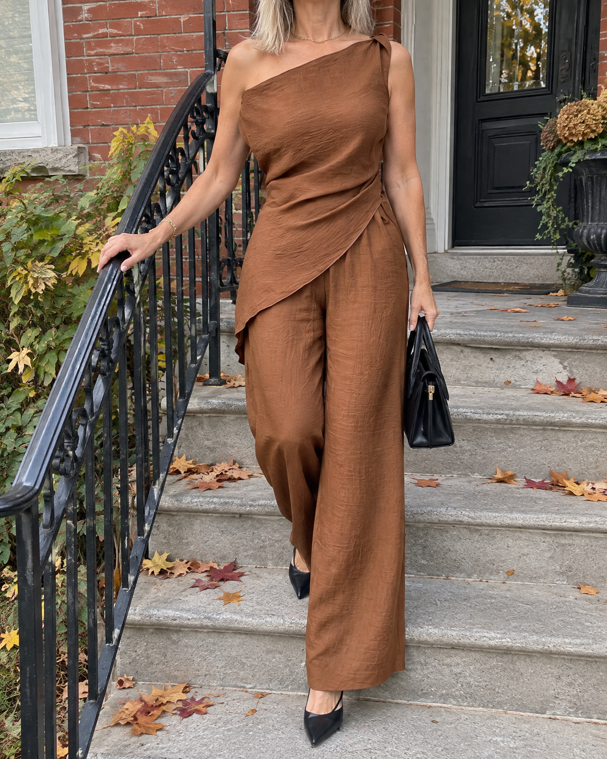 Daphne - One-Shoulder Draped Set