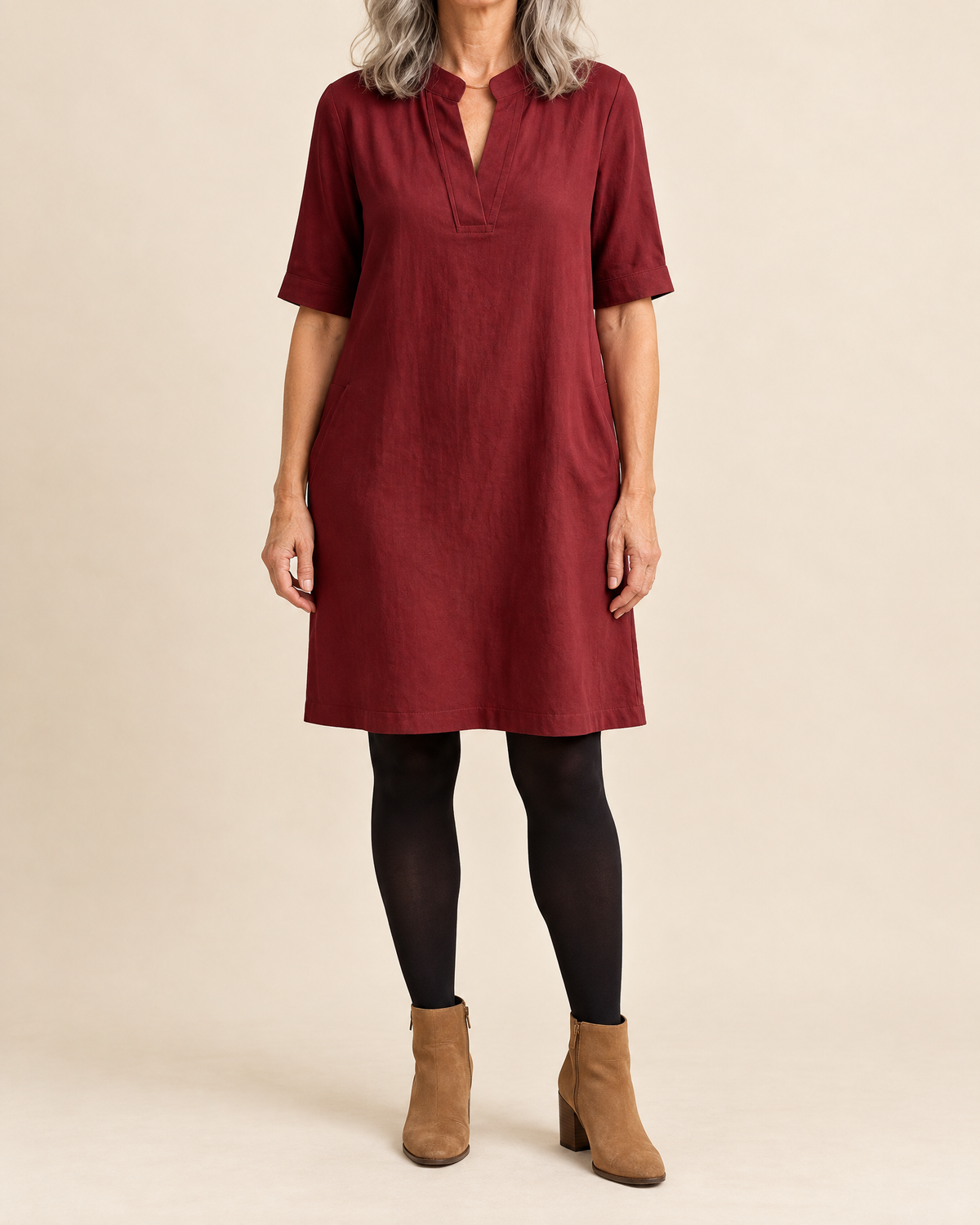 Irene - Notch Neck Shift Dress