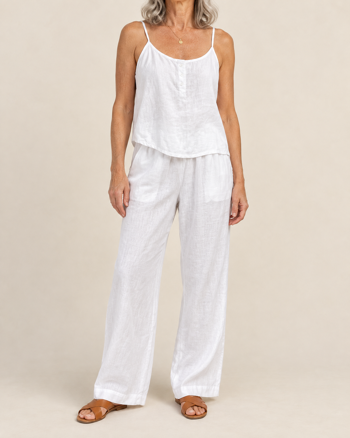 Odile - Cotton Linen Cami Set