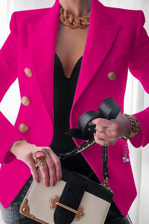 Chic Solid Long Sleeve Buttons Slim Coat