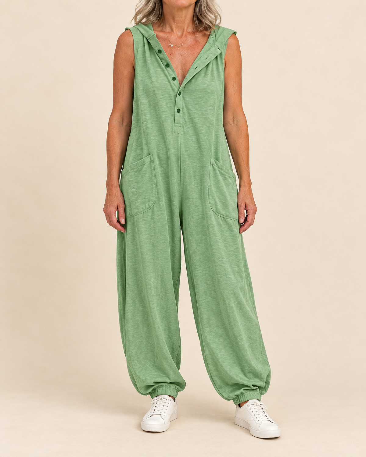 Gabrielle - Hooded Button Jumpsuit