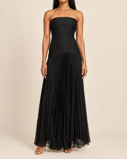 Theodora - Strapless Pleated Maxi Dress