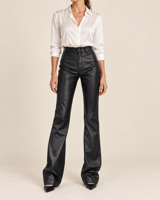 Roxane - Faux Leather Flare Pants