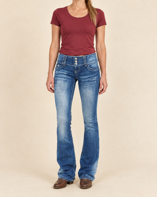 Marianne - Button Fly Bootcut Jeans