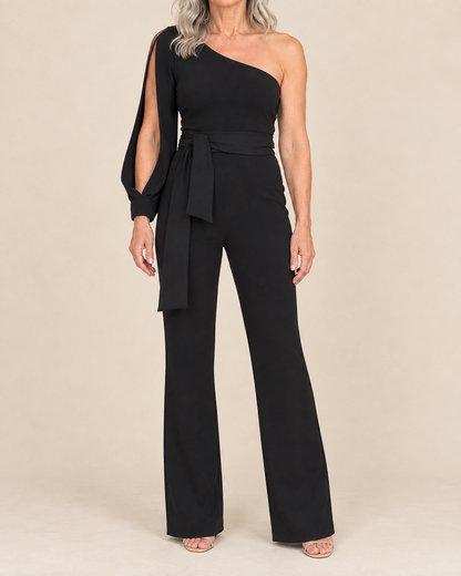 Isabeau - One Shoulder Tie Jumpsuit