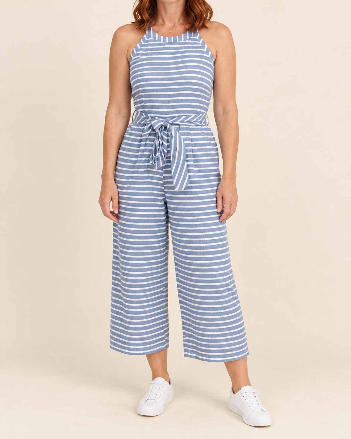 Josette - Striped Tie Waist Jumpsuit