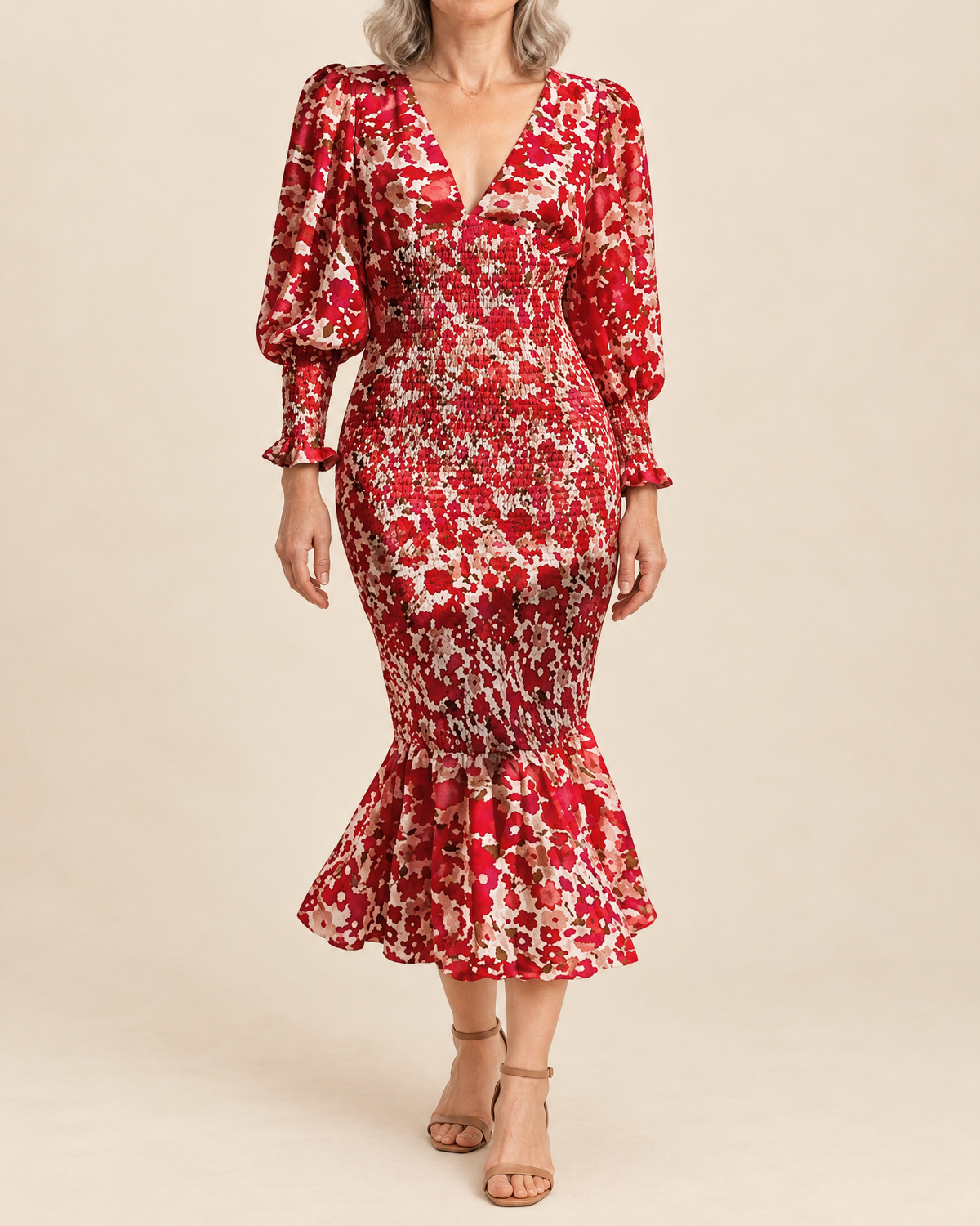 Mathilde - Smocked Floral Midi Dress