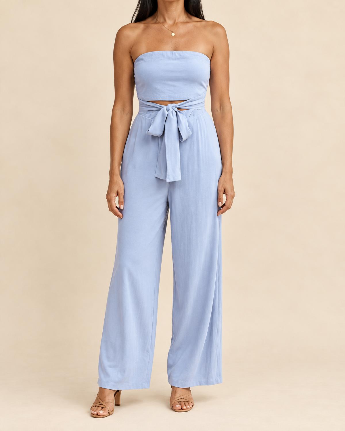 Lisette - Strapless Tie Waist Jumpsuit