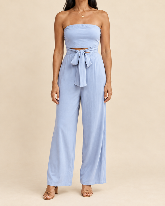 Lisette - Strapless Tie Waist Jumpsuit