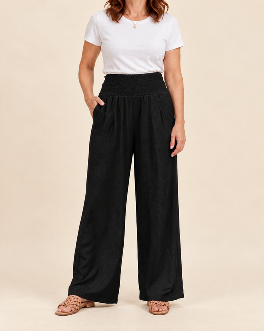 Eugenie - Smocked Waist Wide Leg Pants