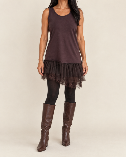 Sabine - Lace Trim Mini Dress