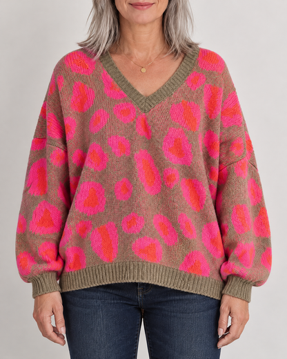 Paulette - Leopard V-Neck Sweater