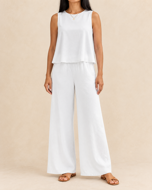 Noelle - Sleeveless Top and Wide Leg Pants Set