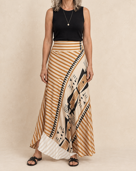 Bertille - Striped A-Line Maxi Skirt