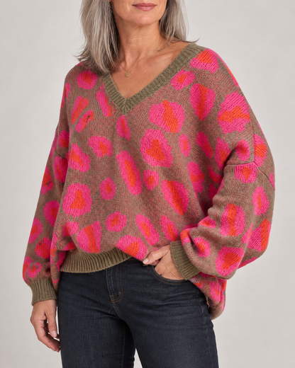 Paulette - Leopard V-Neck Sweater
