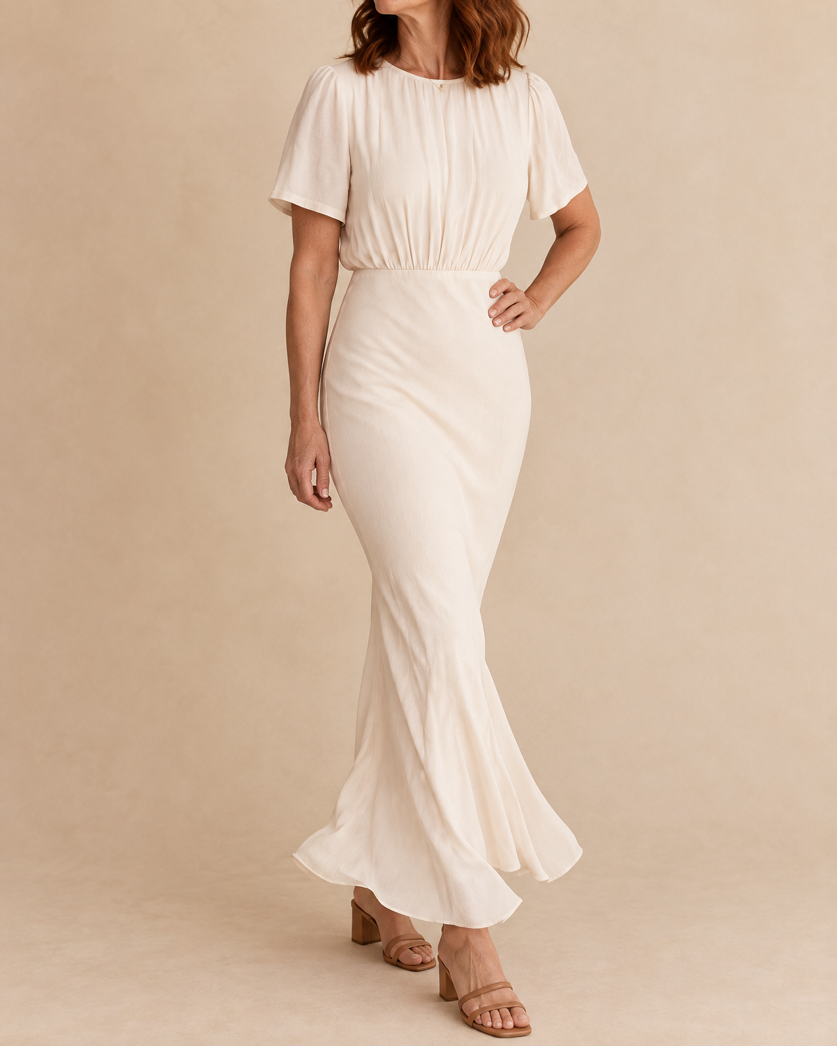 Eloise - Short Sleeve Fishtail Maxi Dress
