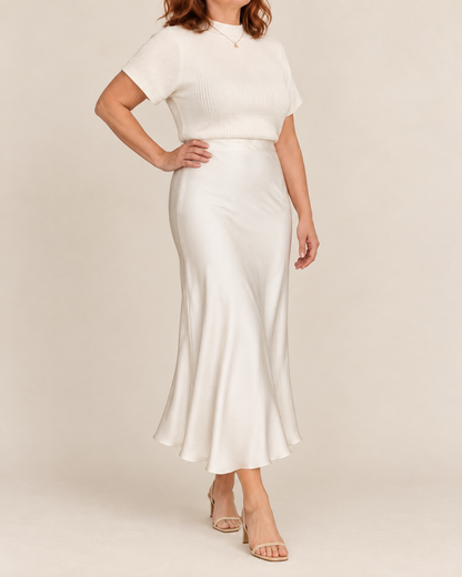 Estelle - Bias Satin Midi Skirt