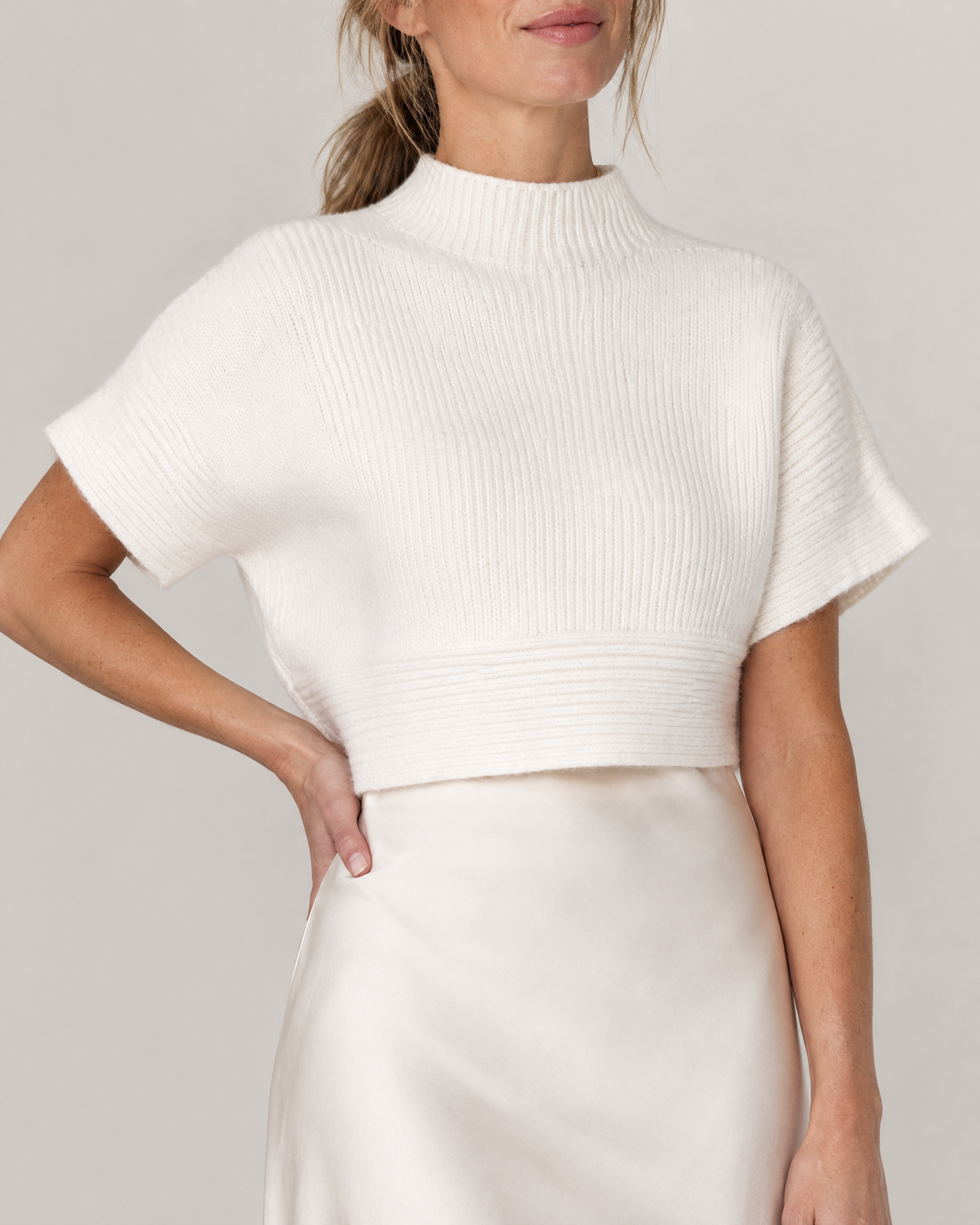 Camille - Mock Neck Crop Sweater