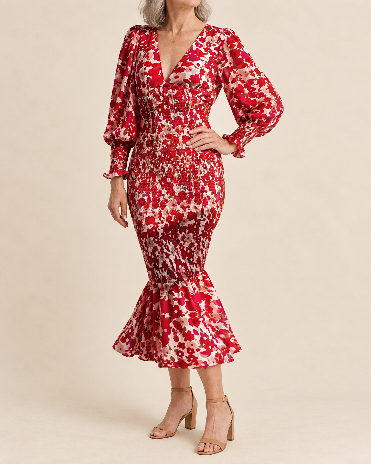 Mathilde - Smocked Floral Midi Dress