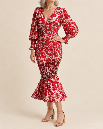 Mathilde - Smocked Floral Midi Dress