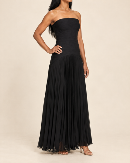 Theodora - Strapless Pleated Maxi Dress