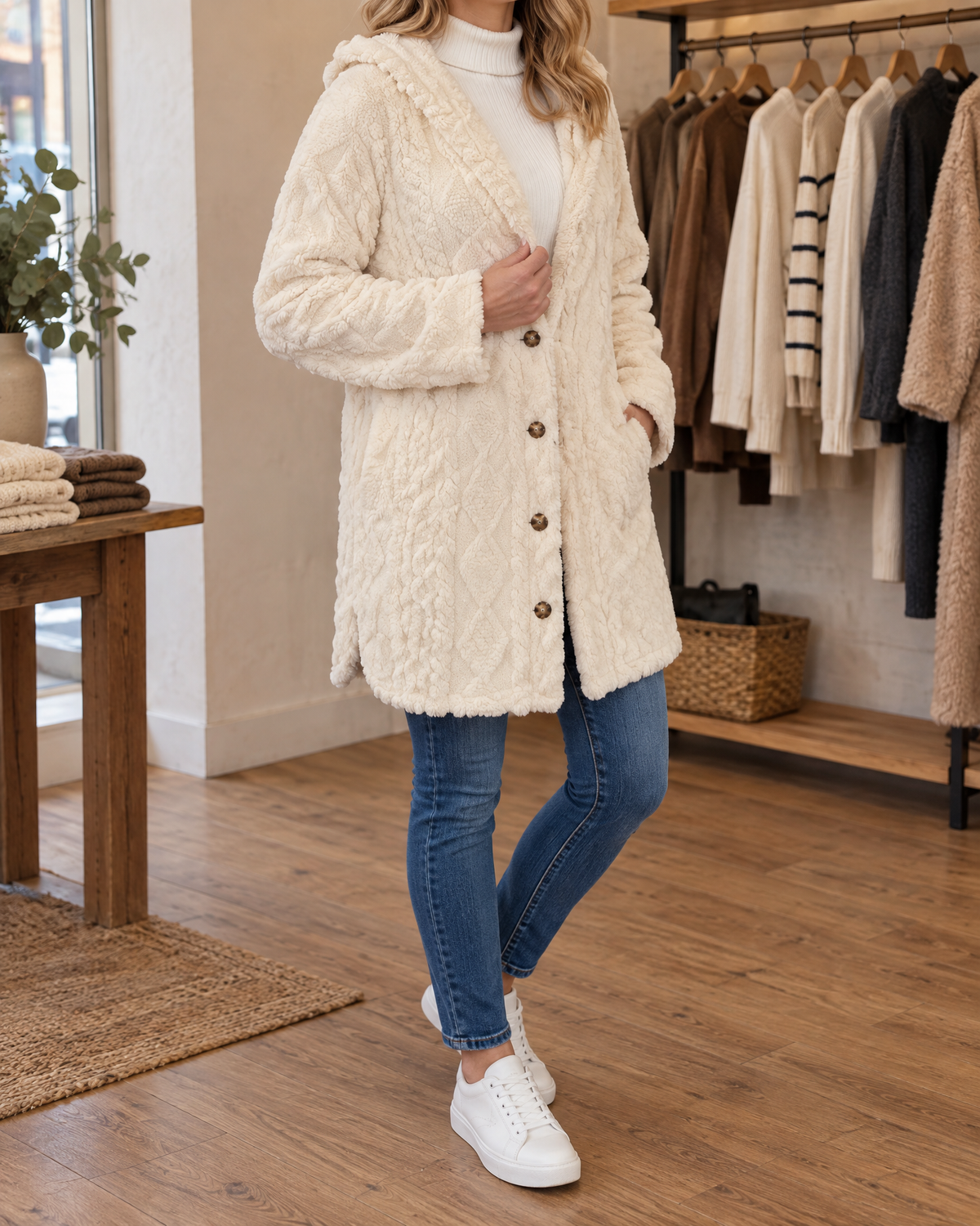 Corinne - Hooded Sherpa Jacket