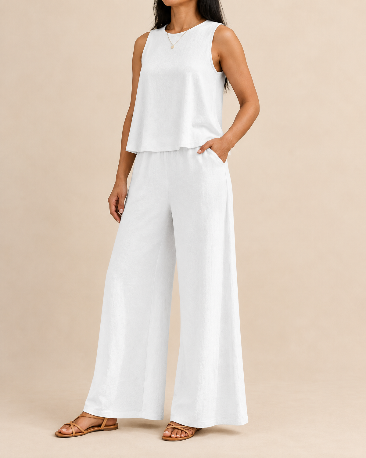 Noelle - Sleeveless Top and Wide Leg Pants Set