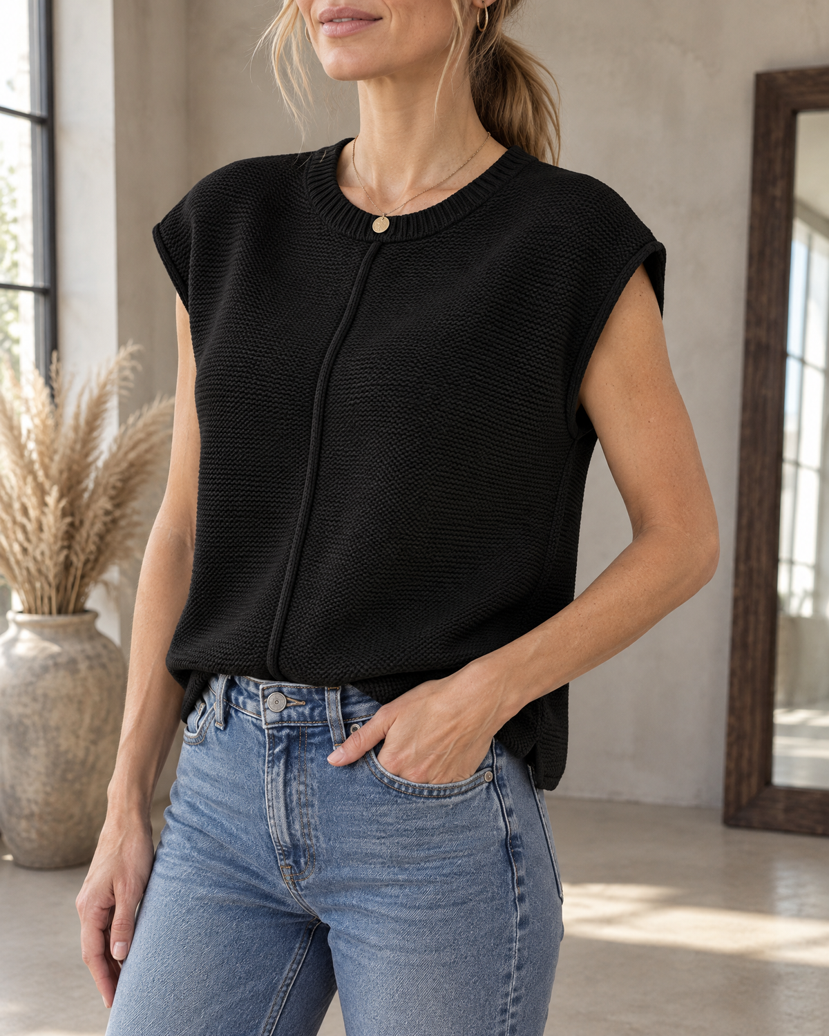Henriette - Cap Sleeve Knit Top