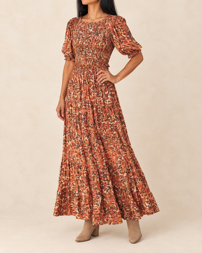 Garance - Frilled Waist Swing Maxi Dress