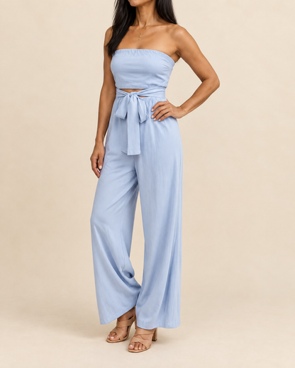 Lisette - Strapless Tie Waist Jumpsuit