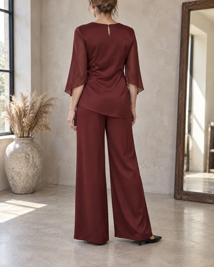 Lorraine - Satin Flared-Sleeve Set