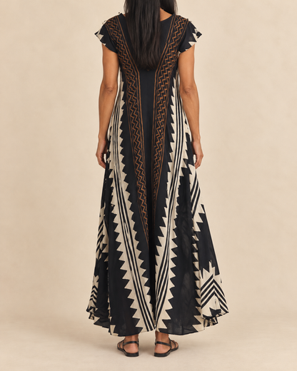 Ines - Colour Block Print Maxi Dress
