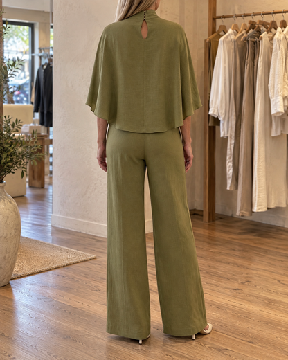Cecile - Mock-Neck Cape Top Set