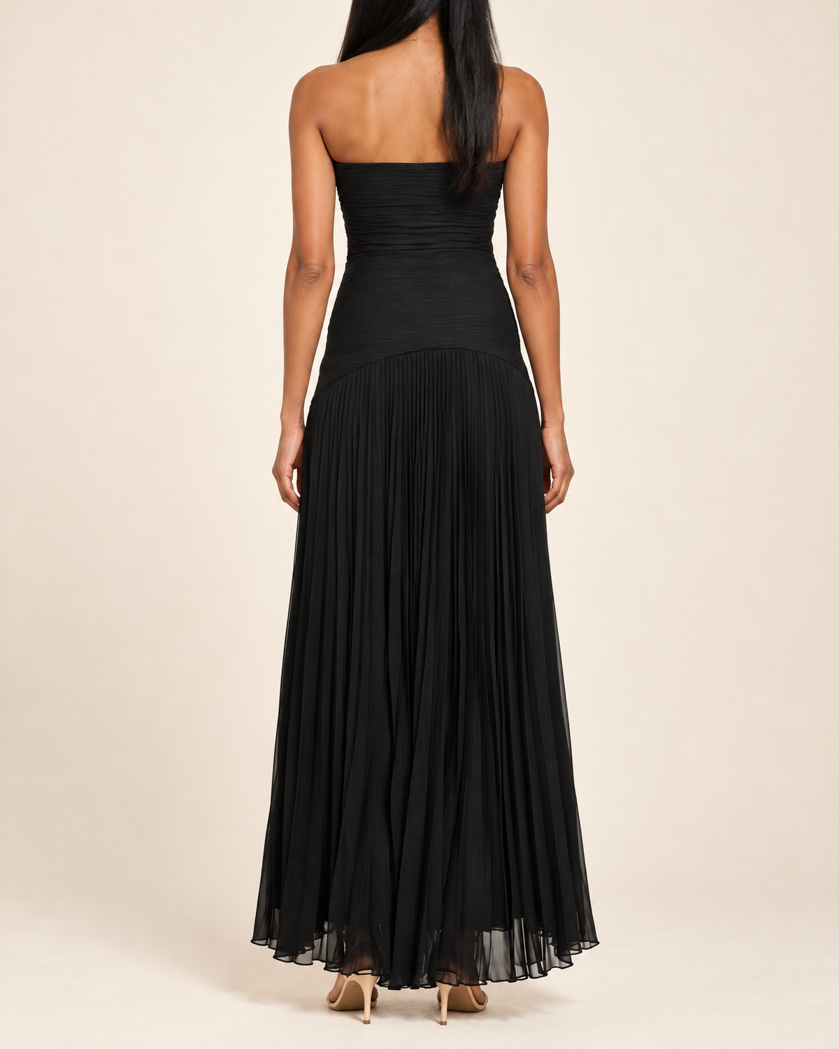Theodora - Strapless Pleated Maxi Dress
