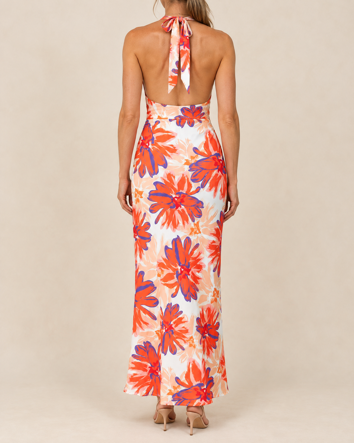 Faustine - Halter Floral Maxi Dress