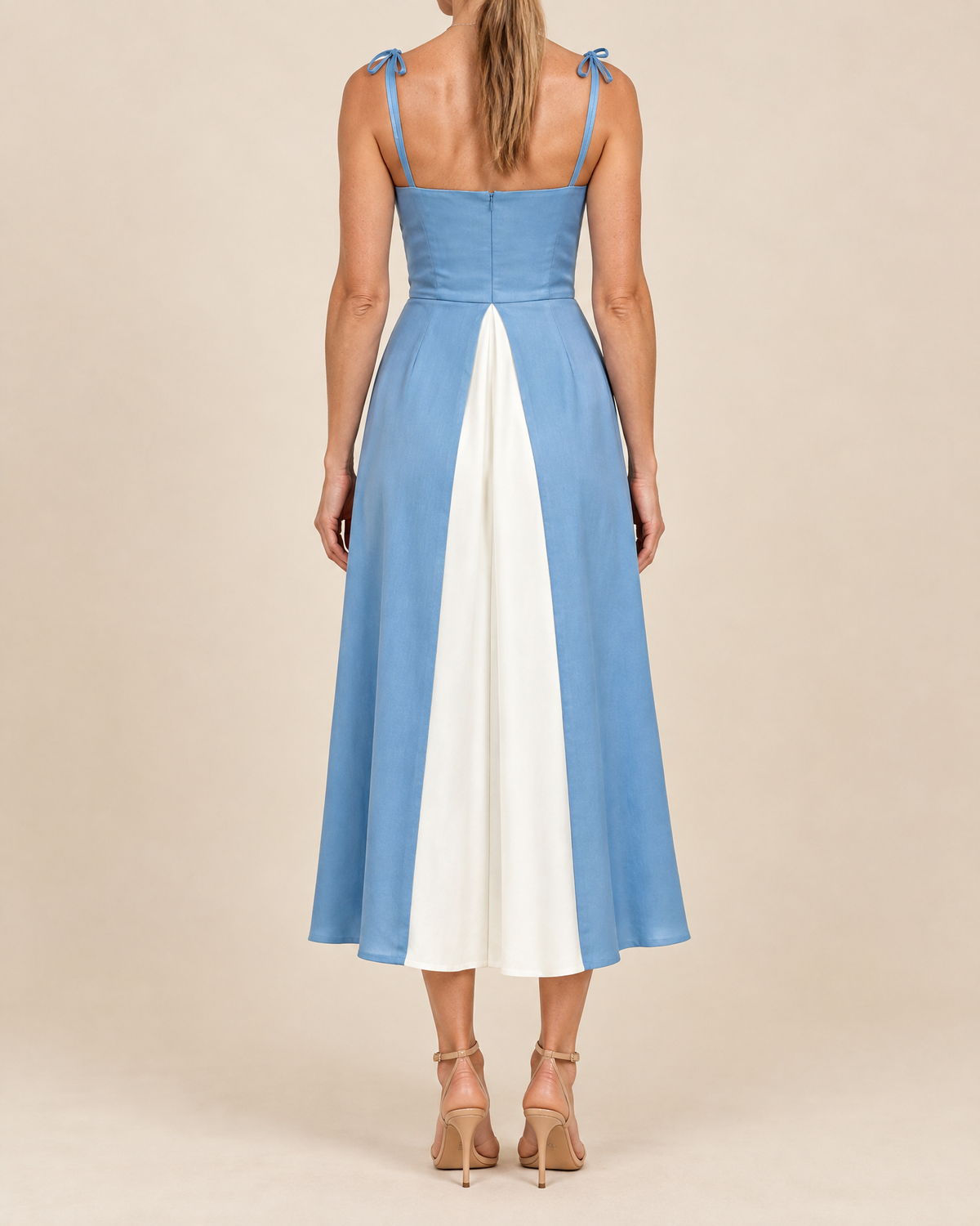 Valentine - Tie Shoulder Colour Block Midi Dress