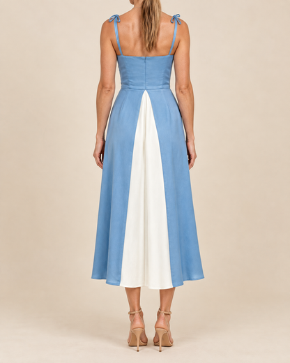 Valentine - Tie Shoulder Colour Block Midi Dress