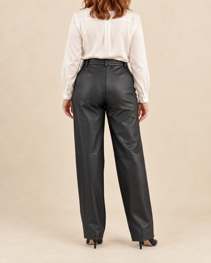 Pascale - Faux Leather Straight Pants