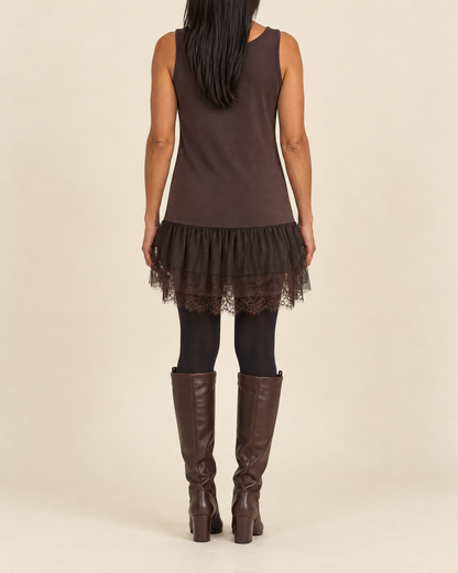 Sabine - Lace Trim Mini Dress