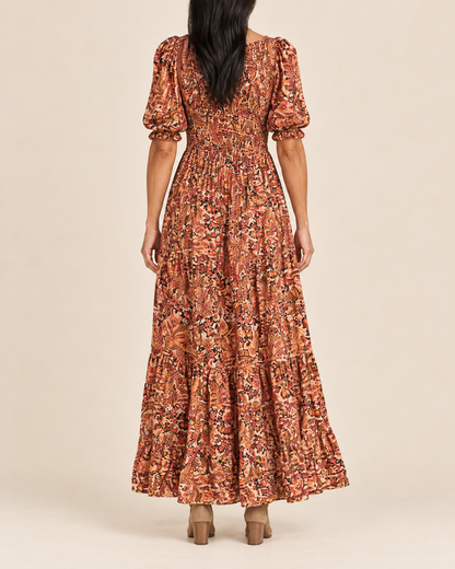 Garance - Frilled Waist Swing Maxi Dress