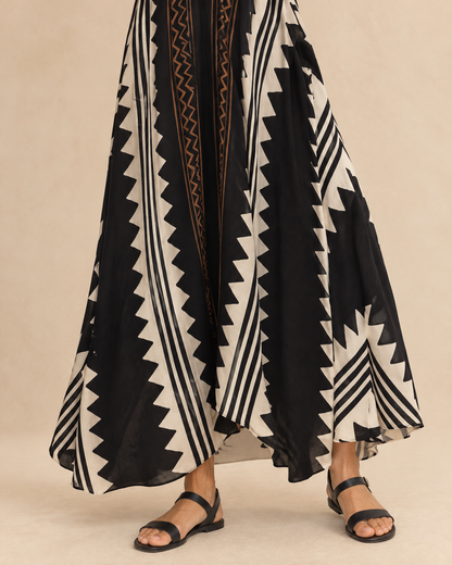 Ines - Colour Block Print Maxi Dress