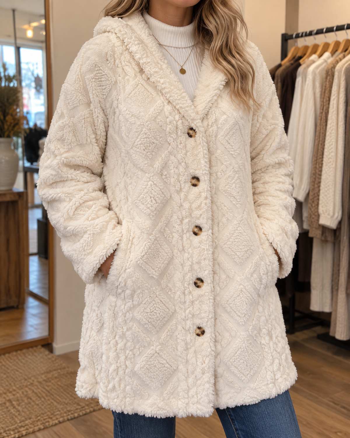 Corinne - Hooded Sherpa Jacket