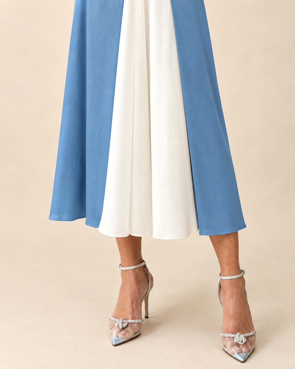 Valentine - Tie Shoulder Colour Block Midi Dress