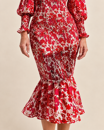 Mathilde - Smocked Floral Midi Dress
