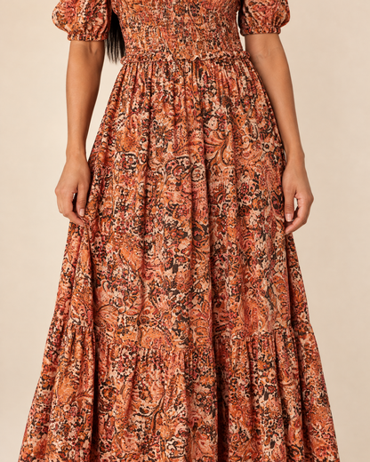 Garance - Frilled Waist Swing Maxi Dress