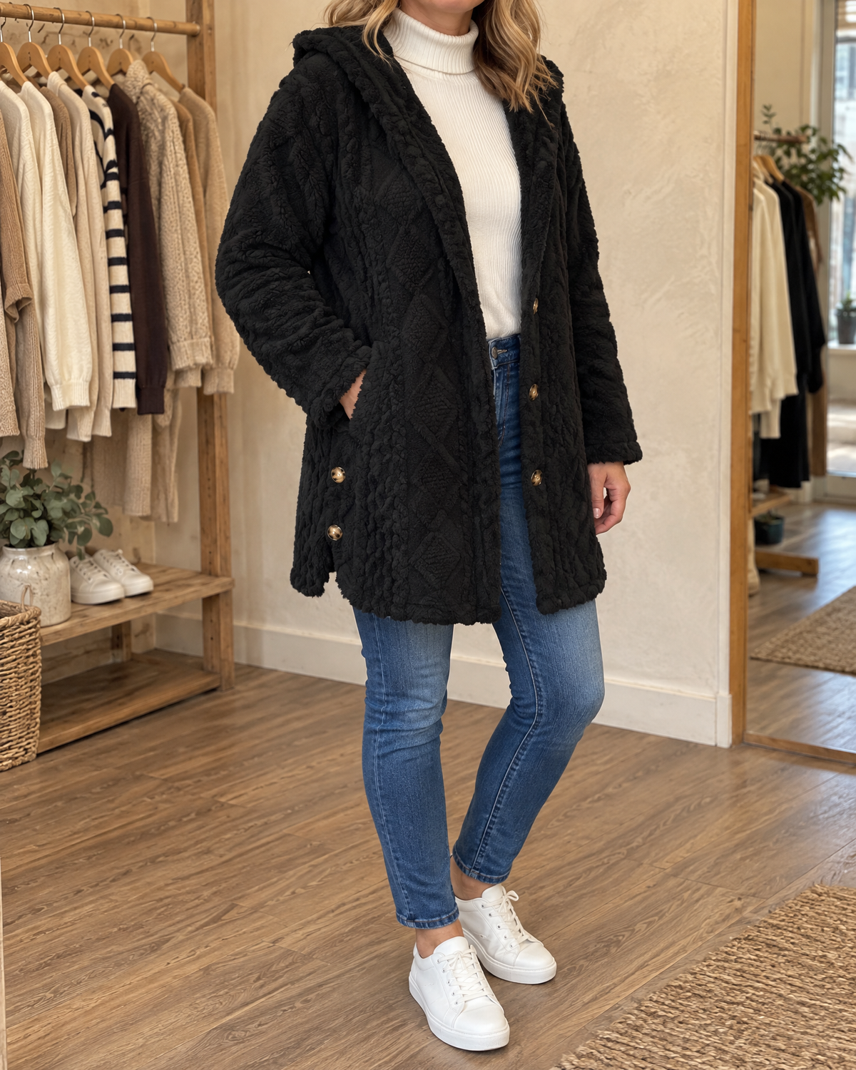Corinne - Hooded Sherpa Jacket